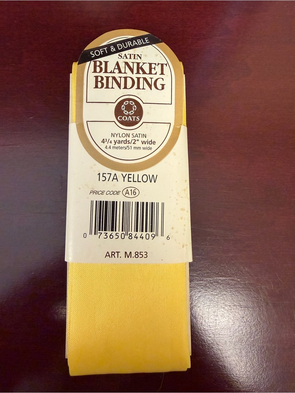 Satin Blanket Binding - Yellow